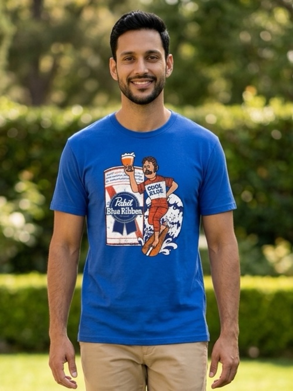 NWT Men’s Blue Graphic Tee Pabst Blue Ribbon Beer Graphic Tee Shirt - L